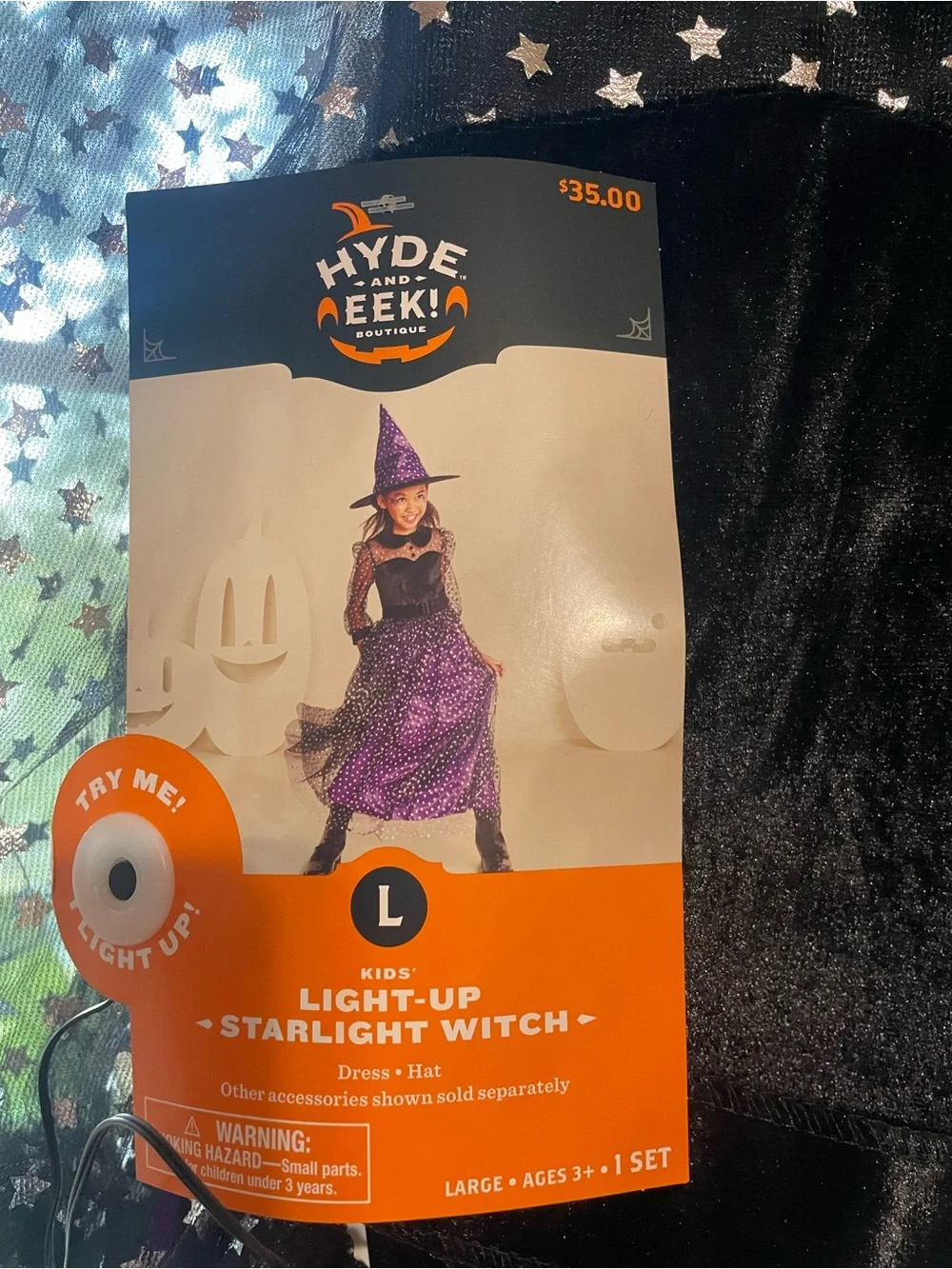 Girls' Purple and Black Star Covered Halloween Costume Dress